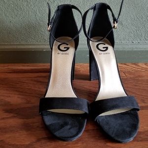 Guess Black Ankle Strap Block Heels